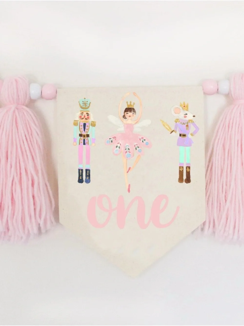 Pink Ballerina 'One' Banner - Party Decoration